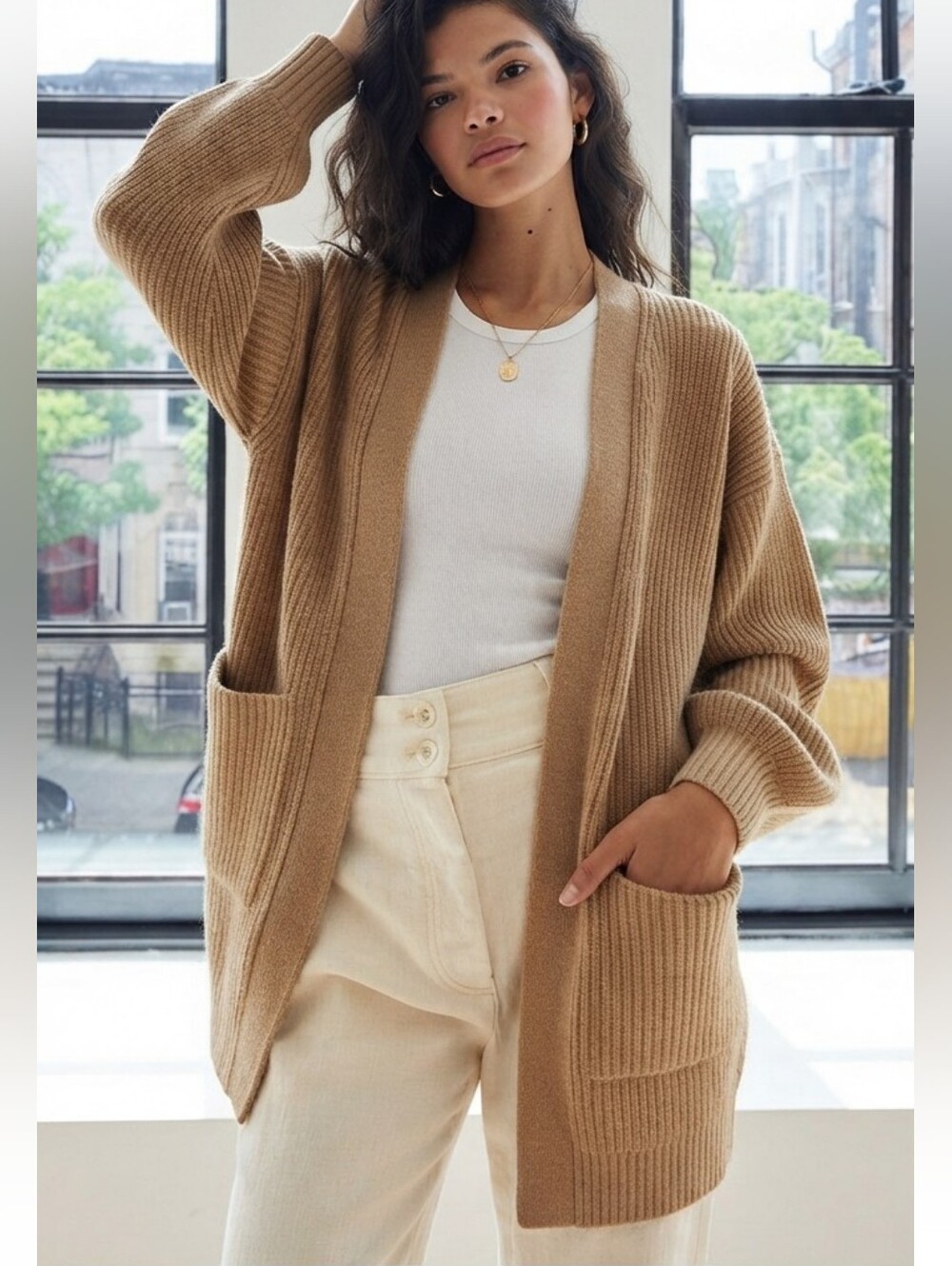 Fits Small Aritzia Wilfred Unwind Cardigan Baggy Oversized 💯 Merino Wool Sz 2XS